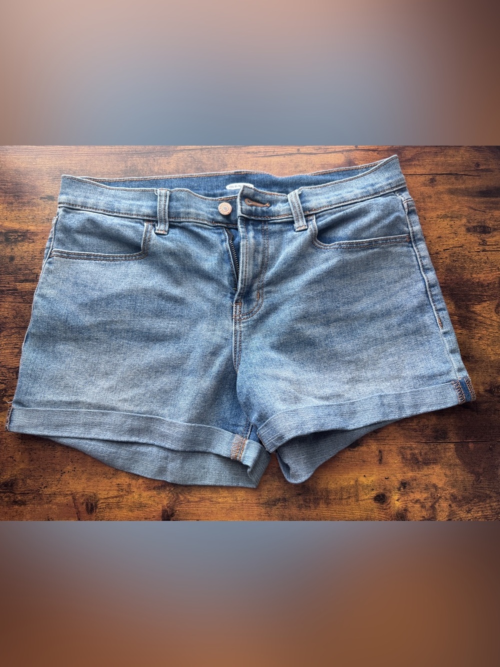 Old Navy Light Blue Denim Cuffed Shorts-8